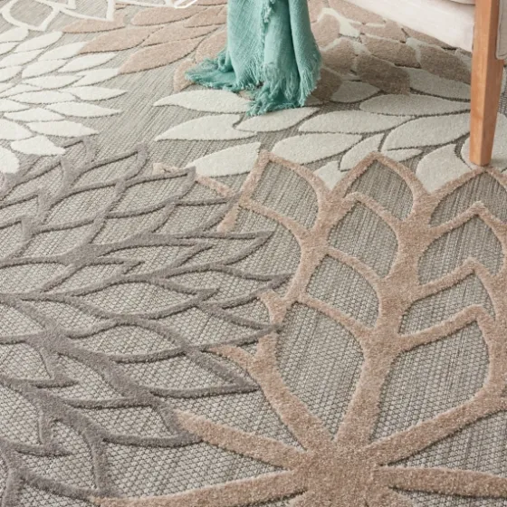 Neutral Floral Burst Outdoor Round Area Rug, 7 Ft.-Kirkland's Home Cheap