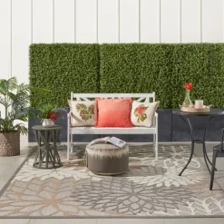 Neutral Floral Burst Outdoor Area Rug, 7X10-Kirkland's Home Shop