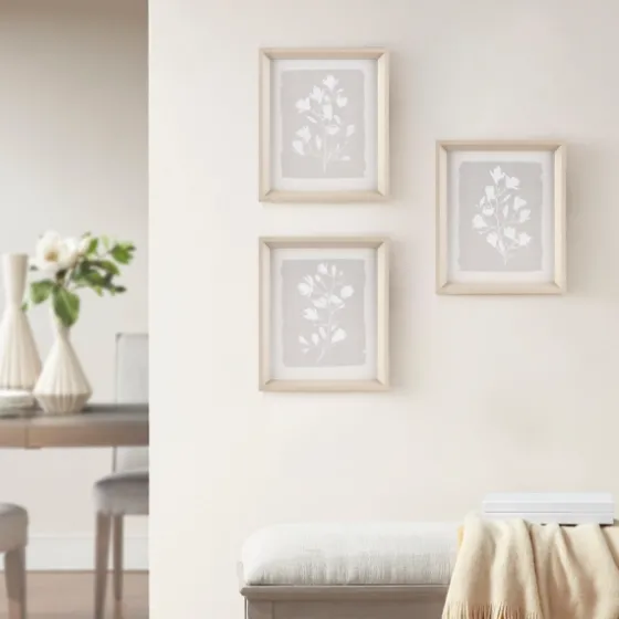 Neutral Floral Sprigs 3-Pc. Framed Art Set-Kirkland's Home Shop