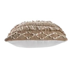 Neutral Geometric Fringe Accent Pillow-Kirkland's Home Outlet