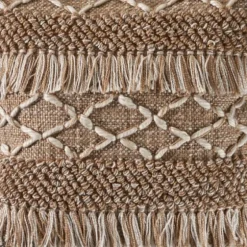 Neutral Geometric Fringe Accent Pillow-Kirkland's Home Outlet