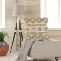 Neutral Geometric Pom Pom Pillow-Kirkland's Home Cheap