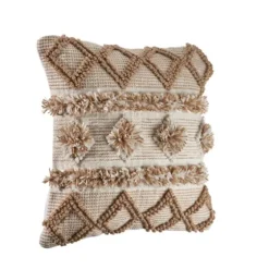 Neutral Geometric Pom Pom Pillow-Kirkland's Home Cheap