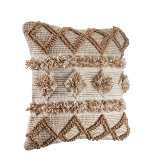 Neutral Geometric Pom Pom Pillow-Kirkland's Home Cheap