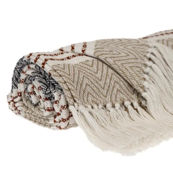 Neutral Herringbone Multi Striped Throw-Kirkland's Home Best
