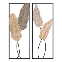 Neutral Leaves Metal Wall Plaques, Set Of 2-Kirkland's Home Flash Sale