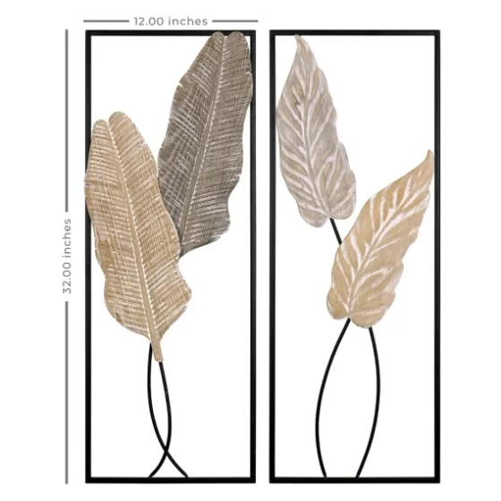 Neutral Leaves Metal Wall Plaques, Set Of 2-Kirkland's Home Flash Sale