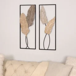 Neutral Leaves Metal Wall Plaques, Set Of 2-Kirkland's Home Flash Sale