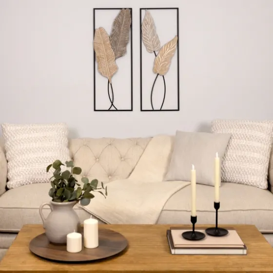 Neutral Leaves Metal Wall Plaques, Set Of 2-Kirkland's Home Flash Sale