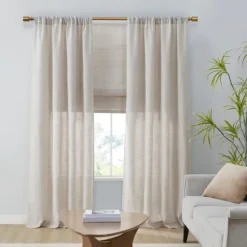 Neutral Linen Blend Curtain Panel Set, 84 In-Kirkland's Home Cheap