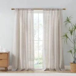 Neutral Linen Blend Curtain Panel Set, 84 In-Kirkland's Home Cheap