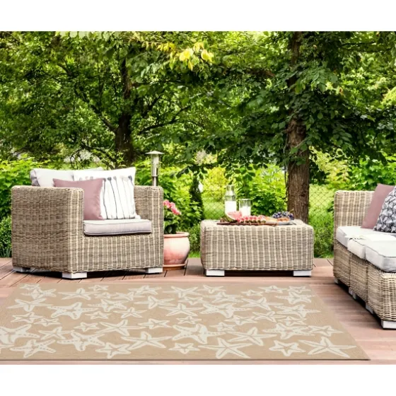 Neutral Starfish Outdoor Area Rug, 5X7-Kirkland's Home Cheap