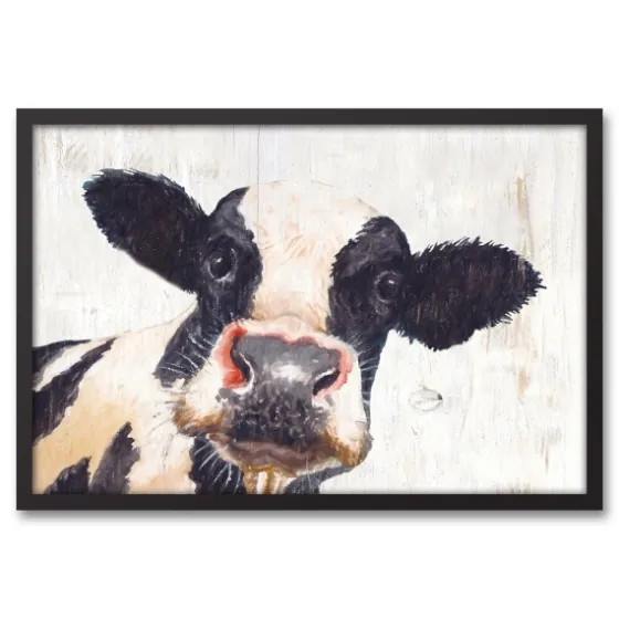 Neutral Staring Cow Framed Canvas Art Print-Kirkland's Home Discount