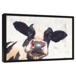 Neutral Staring Cow Framed Canvas Art Print-Kirkland's Home Discount