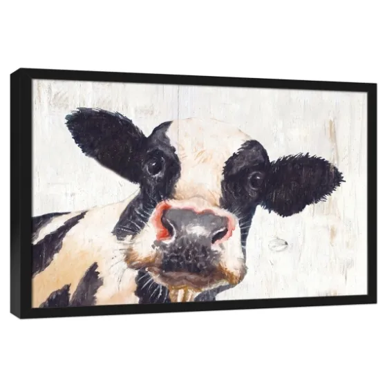 Neutral Staring Cow Framed Canvas Art Print-Kirkland's Home Discount