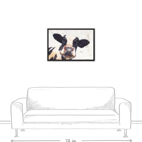 Neutral Staring Cow Framed Canvas Art Print-Kirkland's Home Discount