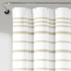 Neutral Striped And Tasseled Shower Curtain-Kirkland's Home Cheap