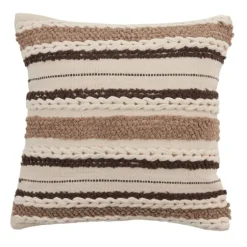 Neutral Striped Woven Square Throw Pillow-Kirkland's Home Clearance