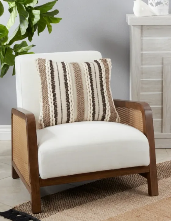 Neutral Striped Woven Square Throw Pillow-Kirkland's Home Clearance