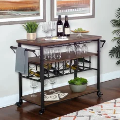 Norcross Industrial Rolling Bar Cart-Kirkland's Home Best Sale