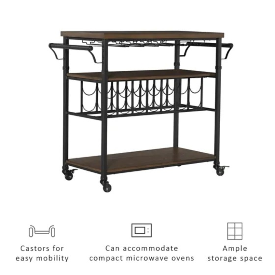 Norcross Industrial Rolling Bar Cart-Kirkland's Home Best Sale