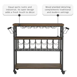 Norcross Industrial Rolling Bar Cart-Kirkland's Home Best Sale