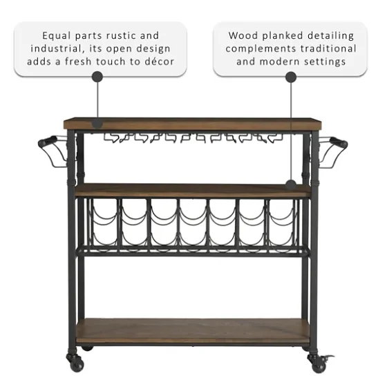 Norcross Industrial Rolling Bar Cart-Kirkland's Home Best Sale