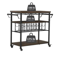 Norcross Industrial Rolling Bar Cart-Kirkland's Home Best Sale