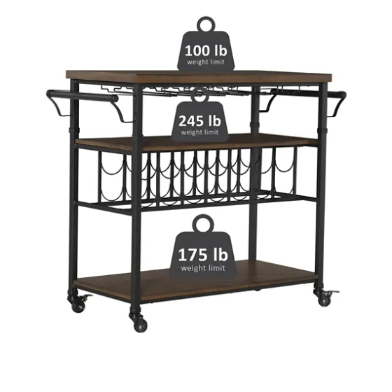Norcross Industrial Rolling Bar Cart-Kirkland's Home Best Sale