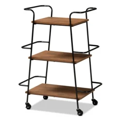Norris Walnut 3-Tier Mobile Bar Cart-Kirkland's Home Online