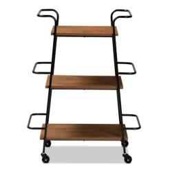 Norris Walnut 3-Tier Mobile Bar Cart-Kirkland's Home Online