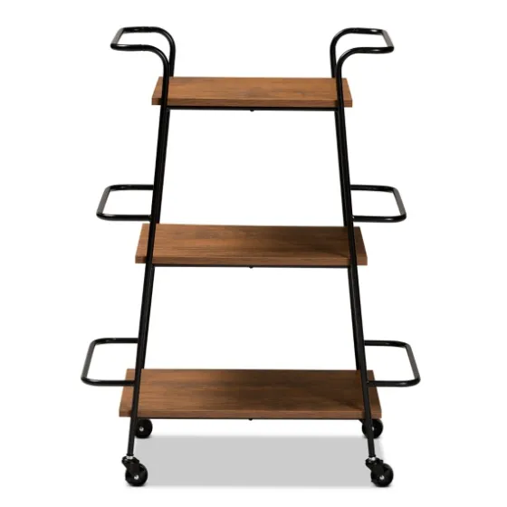 Norris Walnut 3-Tier Mobile Bar Cart-Kirkland's Home Online