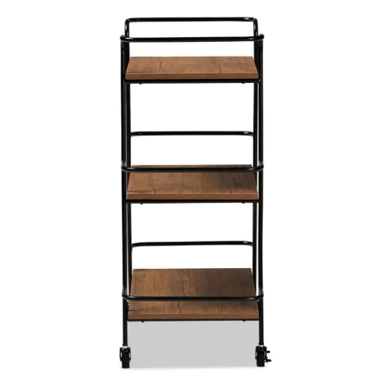 Norris Walnut 3-Tier Mobile Bar Cart-Kirkland's Home Online