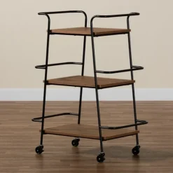 Norris Walnut 3-Tier Mobile Bar Cart-Kirkland's Home Online