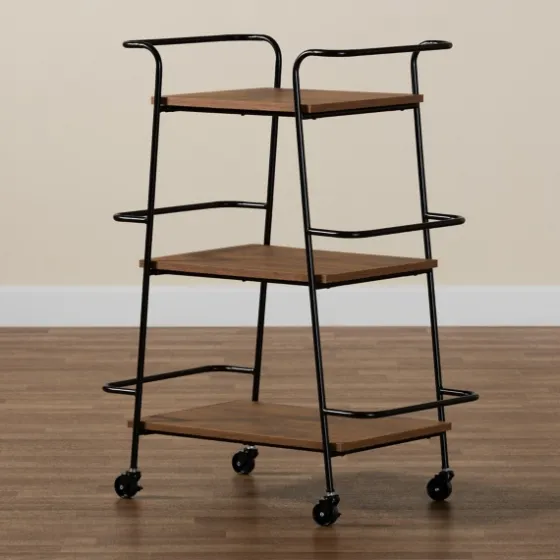 Norris Walnut 3-Tier Mobile Bar Cart-Kirkland's Home Online