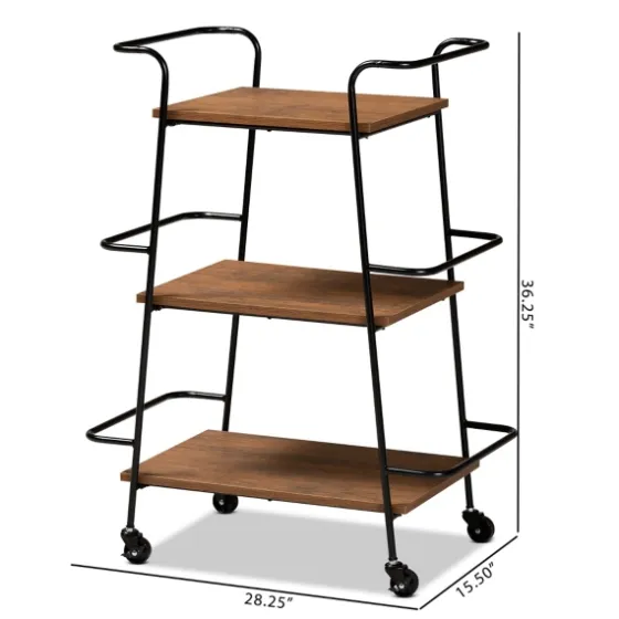 Norris Walnut 3-Tier Mobile Bar Cart-Kirkland's Home Online