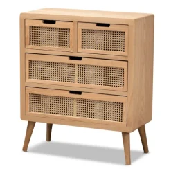 Oak And Rattan 4-Drawer Chest-Kirkland's Home Shop