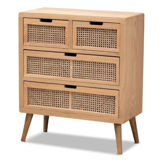 Oak And Rattan 4-Drawer Chest-Kirkland's Home Shop