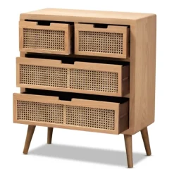 Oak And Rattan 4-Drawer Chest-Kirkland's Home Shop