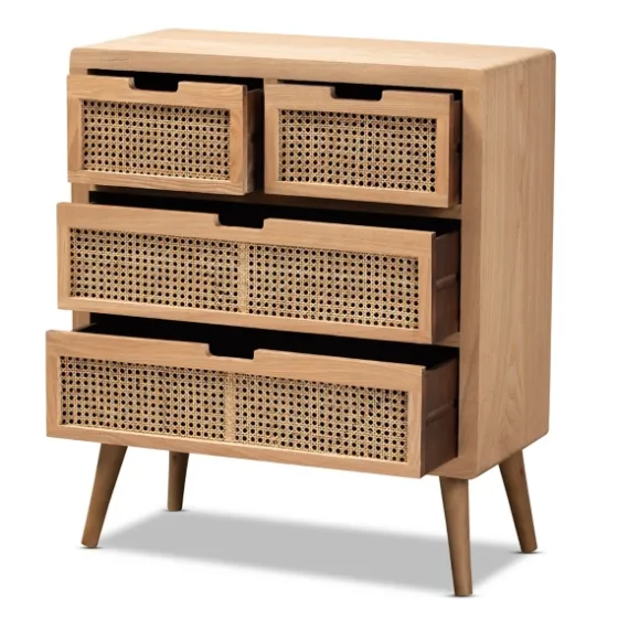 Oak And Rattan 4-Drawer Chest-Kirkland's Home Shop