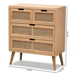 Oak And Rattan 4-Drawer Chest-Kirkland's Home Shop