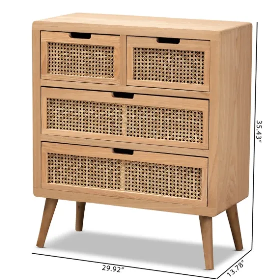Oak And Rattan 4-Drawer Chest-Kirkland's Home Shop