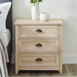Oak Bronze Cupped Handle Nightstand-Kirkland's Home Shop