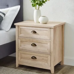 Oak Bronze Cupped Handle Nightstand-Kirkland's Home Shop