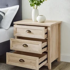 Oak Bronze Cupped Handle Nightstand-Kirkland's Home Shop