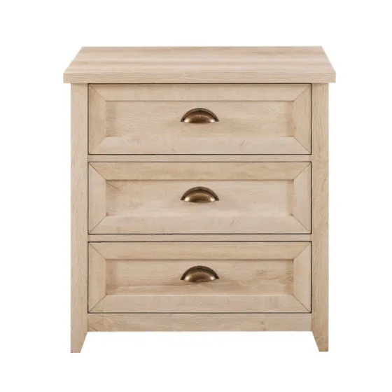 Oak Bronze Cupped Handle Nightstand-Kirkland's Home Shop