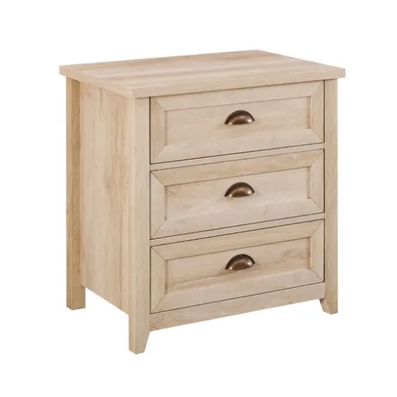 Oak Bronze Cupped Handle Nightstand-Kirkland's Home Shop