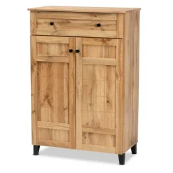 Oak 2-Door Grid Shoe Storage Cabinet-Kirkland's Home Store
