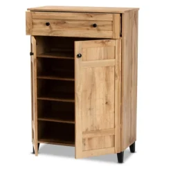 Oak 2-Door Grid Shoe Storage Cabinet-Kirkland's Home Store