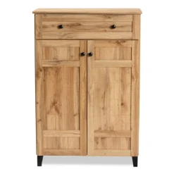 Oak 2-Door Grid Shoe Storage Cabinet-Kirkland's Home Store